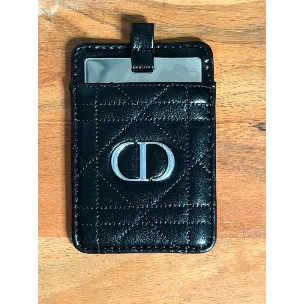 Authentic Dior Beauty VIP GWP Black Card Holder Mirror Sticker Phone Wallet NEW